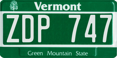 VT license plate ZDP747