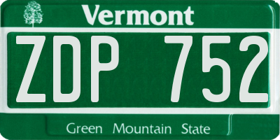 VT license plate ZDP752