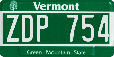 VT license plate ZDP754