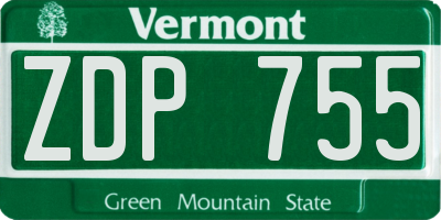 VT license plate ZDP755
