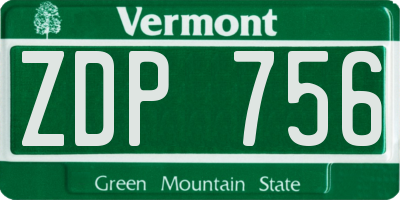 VT license plate ZDP756