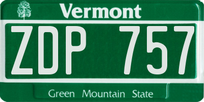 VT license plate ZDP757