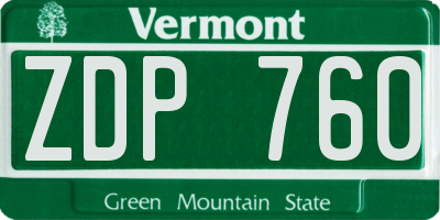 VT license plate ZDP760