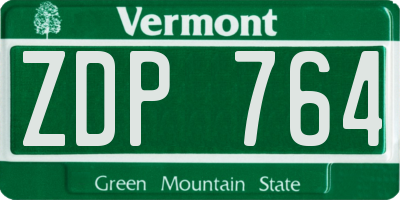 VT license plate ZDP764