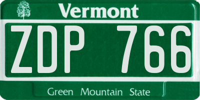 VT license plate ZDP766