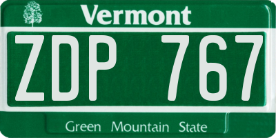 VT license plate ZDP767