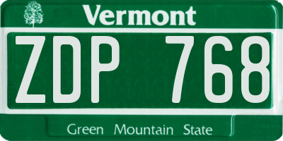 VT license plate ZDP768