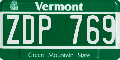 VT license plate ZDP769
