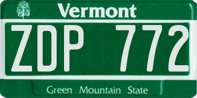 VT license plate ZDP772