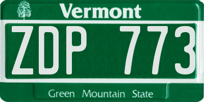 VT license plate ZDP773