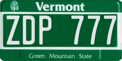 VT license plate ZDP777