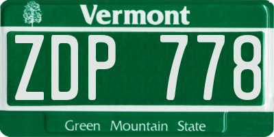 VT license plate ZDP778