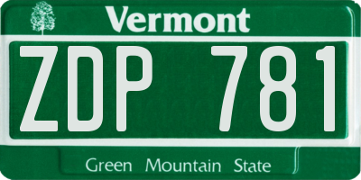 VT license plate ZDP781