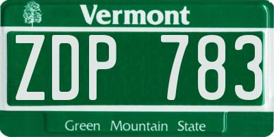 VT license plate ZDP783