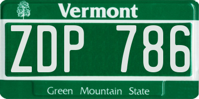 VT license plate ZDP786