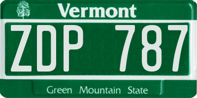 VT license plate ZDP787