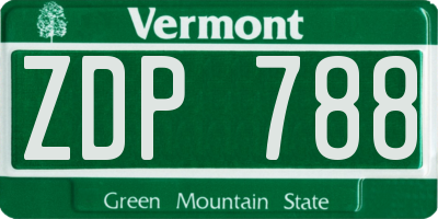 VT license plate ZDP788