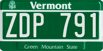 VT license plate ZDP791