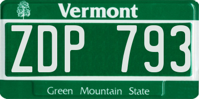 VT license plate ZDP793