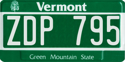 VT license plate ZDP795