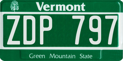 VT license plate ZDP797