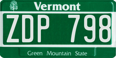 VT license plate ZDP798
