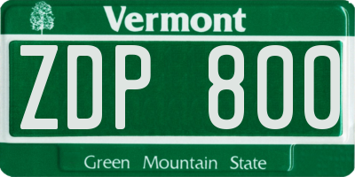 VT license plate ZDP800