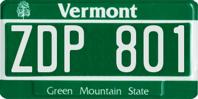 VT license plate ZDP801