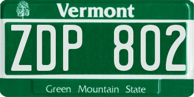 VT license plate ZDP802