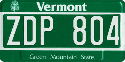 VT license plate ZDP804
