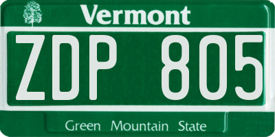 VT license plate ZDP805