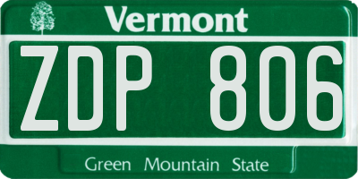 VT license plate ZDP806