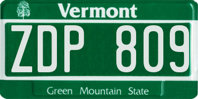 VT license plate ZDP809