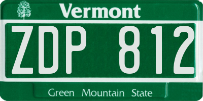 VT license plate ZDP812