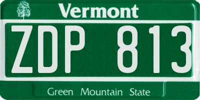 VT license plate ZDP813