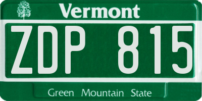 VT license plate ZDP815