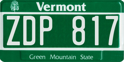 VT license plate ZDP817