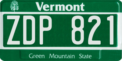 VT license plate ZDP821