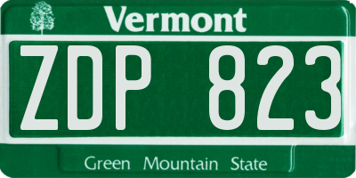 VT license plate ZDP823