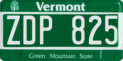 VT license plate ZDP825
