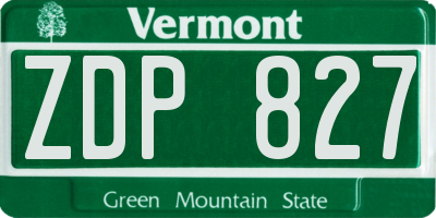 VT license plate ZDP827