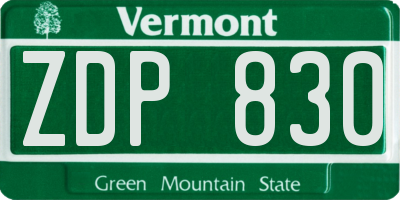 VT license plate ZDP830