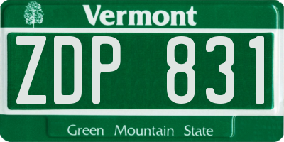 VT license plate ZDP831