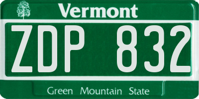 VT license plate ZDP832