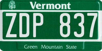 VT license plate ZDP837