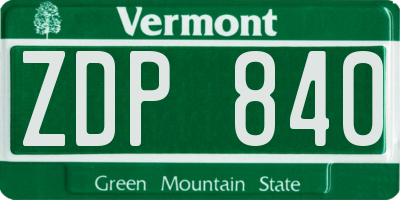VT license plate ZDP840