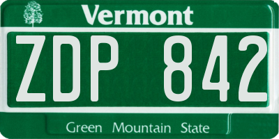 VT license plate ZDP842