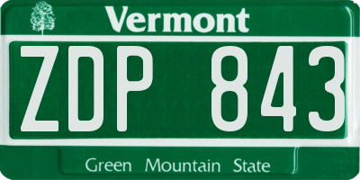 VT license plate ZDP843