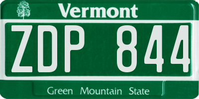 VT license plate ZDP844