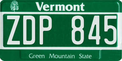 VT license plate ZDP845